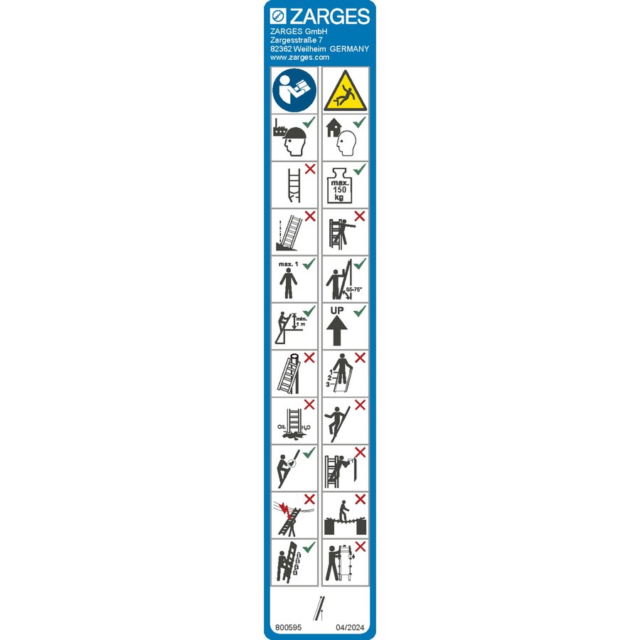 ZARGES Hinweisschild Compactstep L