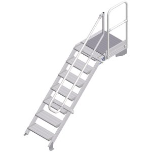 ZARGES LM-Treppe mit Plattform 45° 7 Stufen, 600 mm breit, Höhe 1,50 m