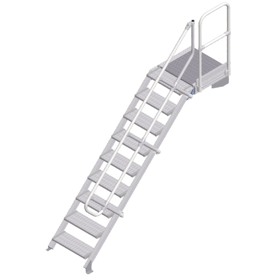 ZARGES LM-Treppe mit Plattform 45° 9 Stufen, 600 mm breit, Höhe 1,93 m