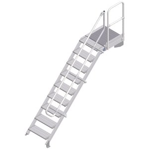 ZARGES LM-Treppe mit Plattform 45° 9 Stufen, 600 mm breit, Höhe 1,93 m