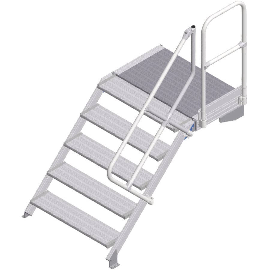 ZARGES LM-Treppe mit Plattform 45° 5 Stufen, 1000 mm breit, Höhe 1,07 m