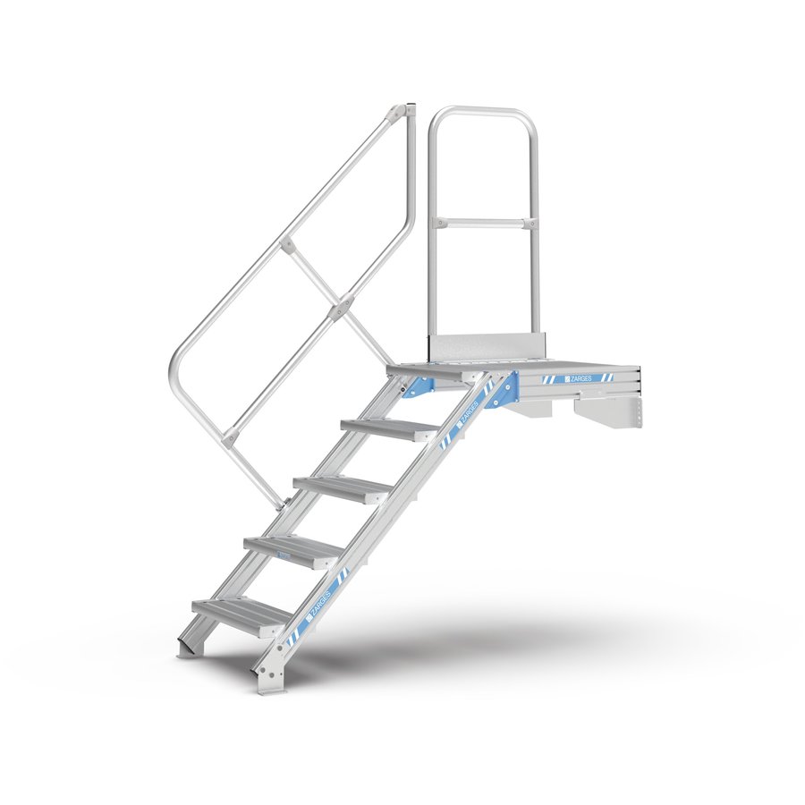 ZARGES LM-Treppe mit Plattform 45° 7 Stufen, 1000 mm breit, Höhe 1,50 m