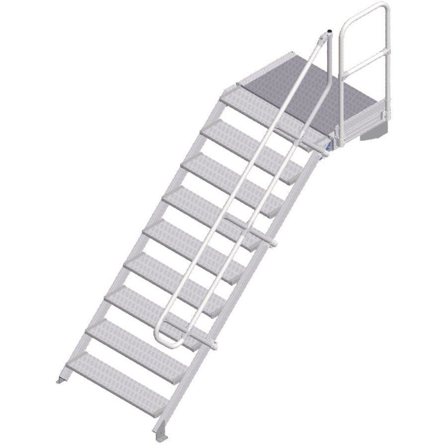 ZARGES LM-Treppe mit Plattform 45° 9 Stufen, 1000 mm breit, Höhe 1,93 m