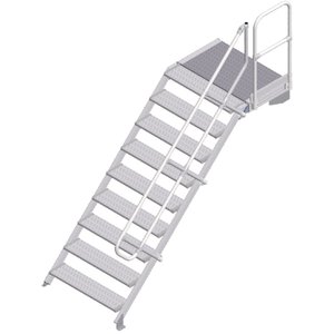 ZARGES LM-Treppe mit Plattform 45° 9 Stufen, 1000 mm breit, Höhe 1,93 m