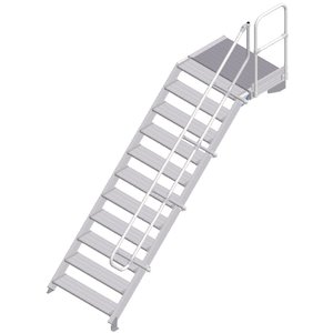 ZARGES LM-Treppe mit Plattform 45° 11 Stufen, 1000 mm breit, Höhe 2,36 m