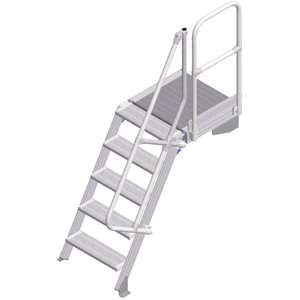 ZARGES LM-Treppe mit Plattform 60° 5 Stufen, 600 mm breit, Höhe 1,25 m