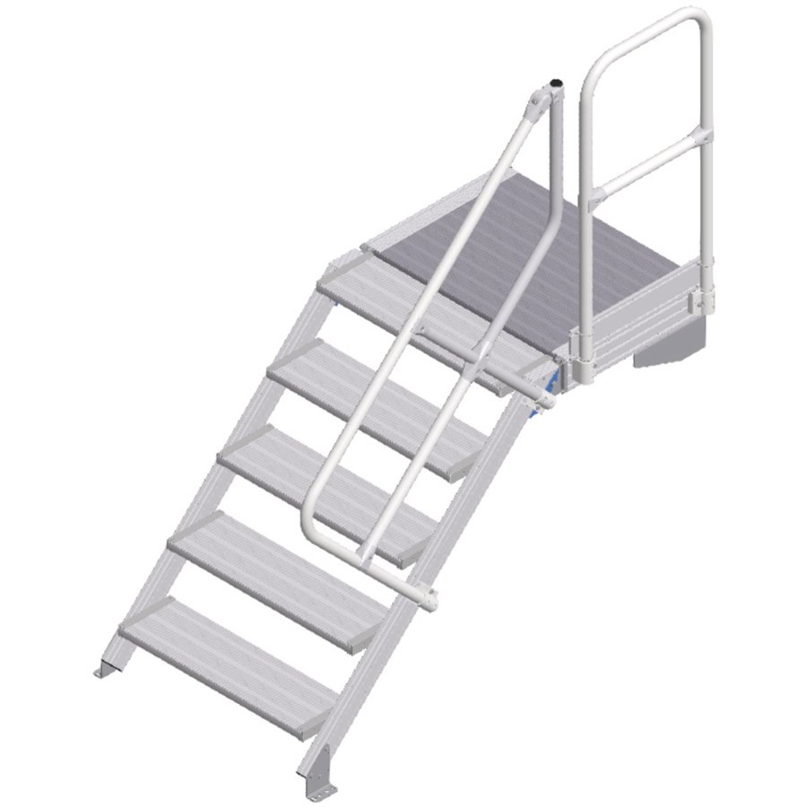 ZARGES LM-Treppe mit Plattform 45° 5 Stufen, 800 mm breit, Höhe 1,07 m