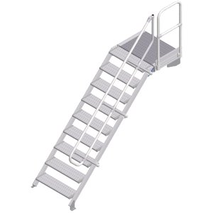 ZARGES LM-Treppe mit Plattform 45° 9 Stufen, 800 mm breit, Höhe 1,93 m