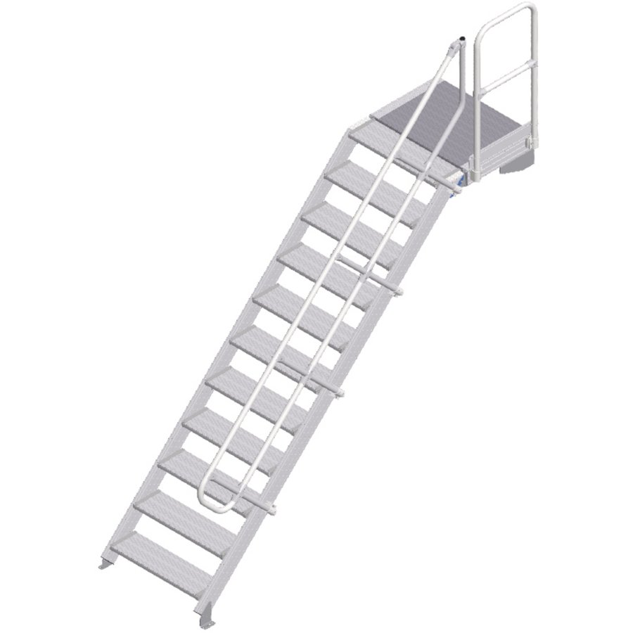 ZARGES LM-Treppe mit Plattform 45° 11 Stufen, 800 mm breit, Höhe 2,36 m