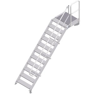ZARGES LM-Treppe mit Plattform 45° 11 Stufen, 800 mm breit, Höhe 2,36 m