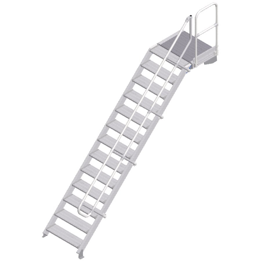 ZARGES LM-Treppe mit Plattform 45° 13 Stufen, 800 mm breit, Höhe 2,79 m