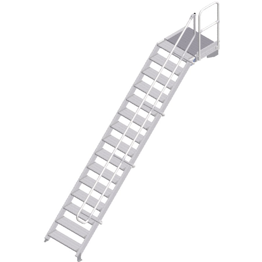 ZARGES LM-Treppe mit Plattform 45° 15 Stufen, 800 mm breit, Höhe 3,22 m