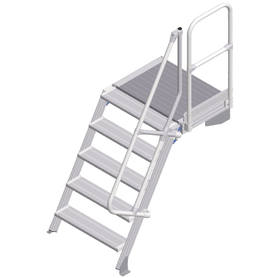 ZARGES LM-Treppe mit Plattform 60° 5 Stufen, 800 mm breit, Höhe 1,25 m