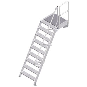 ZARGES LM-Treppe mit Plattform 60° 9 Stufen, 800 mm breit, Höhe 2,25 m