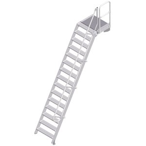 ZARGES LM-Treppe mit Plattform 60° 15 Stufen, 800 mm breit, Höhe 3,75 m