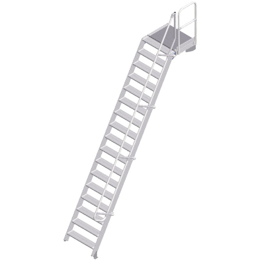 ZARGES LM-Treppe mit Plattform 60° 17 Stufen, 800 mm breit, Höhe 4,25 m