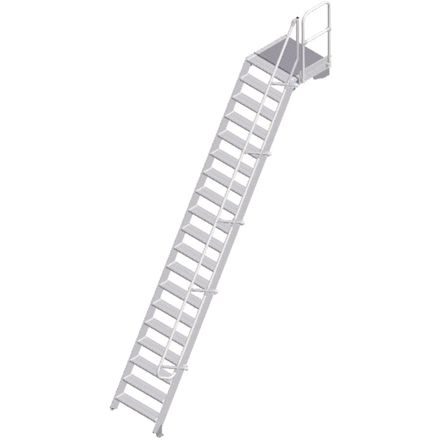 ZARGES LM-Treppe mit Plattform 60° 19 Stufen, 800 mm breit, Höhe 4,75 m