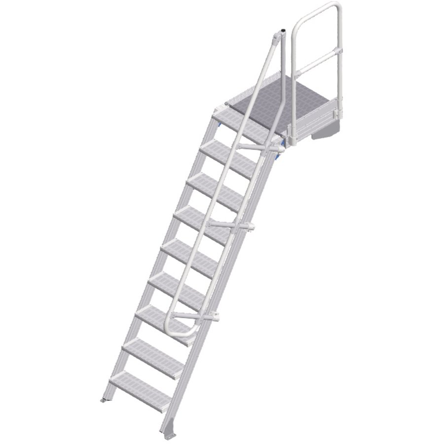 ZARGES LM-Treppe mit Plattform 60° 9 Stufen, 600 mm breit, Höhe 2,25 m