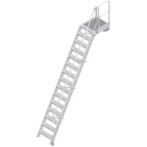 ZARGES LM-Treppe mit Plattform 60° 15 Stufen, 600 mm breit, Höhe 3,75 m