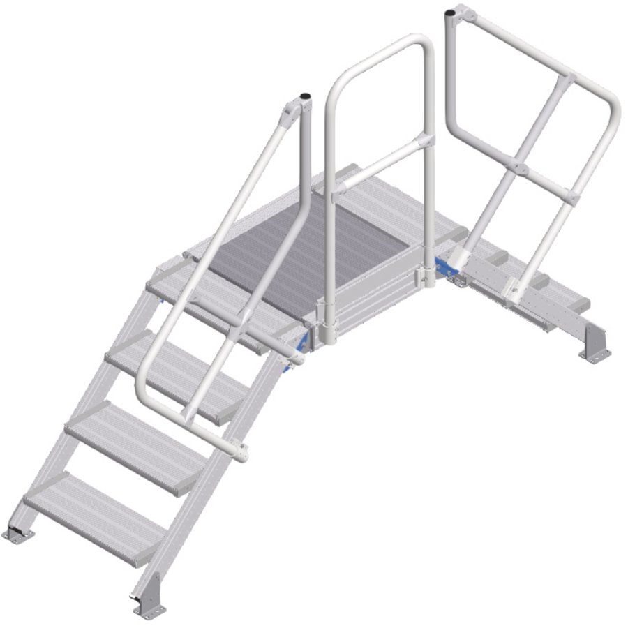 ZARGES LM-Überstieg 45° 4 Stufen, 600 mm breit, Höhe 740 mm