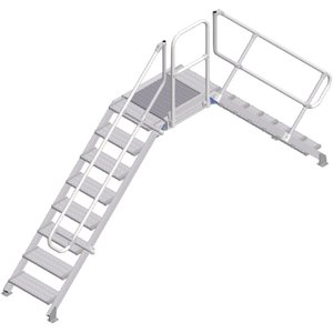 ZARGES LM-Überstieg 45° 8 Stufen, 600 mm breit, Höhe 1.600 mm