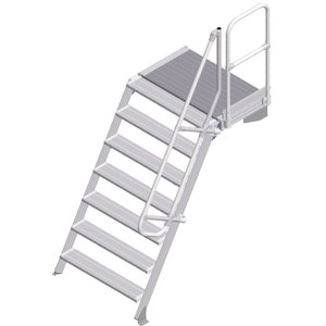 ZARGES LM-Treppe mit Plattform 60° 7 Stufen, 1000 mm breit, Höhe 1,75 m