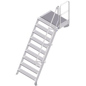 ZARGES LM-Treppe mit Plattform 60° 9 Stufen, 1000 mm breit, Höhe 2,25 m