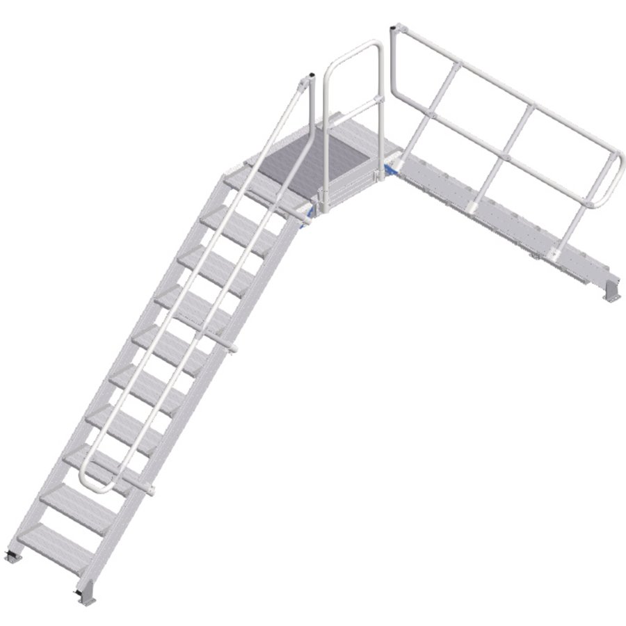 ZARGES LM-Überstieg 45° 10 Stufen, 600 mm breit, Höhe 2.030 mm