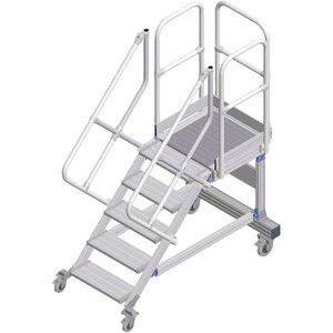 ZARGES Plattformtreppe fahrbar 45° 5 Stufen, 600 mm breit, Höhe 1,07 m