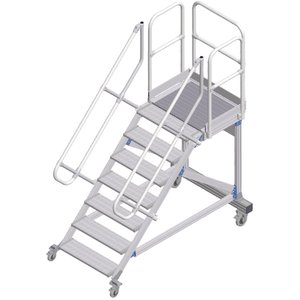 ZARGES Plattformtreppe fahrbar 45° 7 Stufen, 600 mm breit, Höhe 1,50 m
