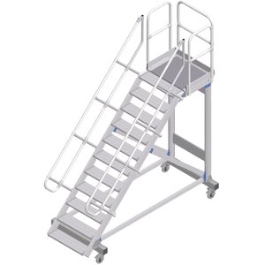 ZARGES Plattformtreppe fahrbar 45° 11 Stufen, 600 mm breit, Höhe 2,36 m