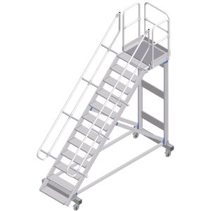 ZARGES Plattformtreppe fahrbar 45° 12 Stufen, 600 mm breit, Höhe 2,79 m
