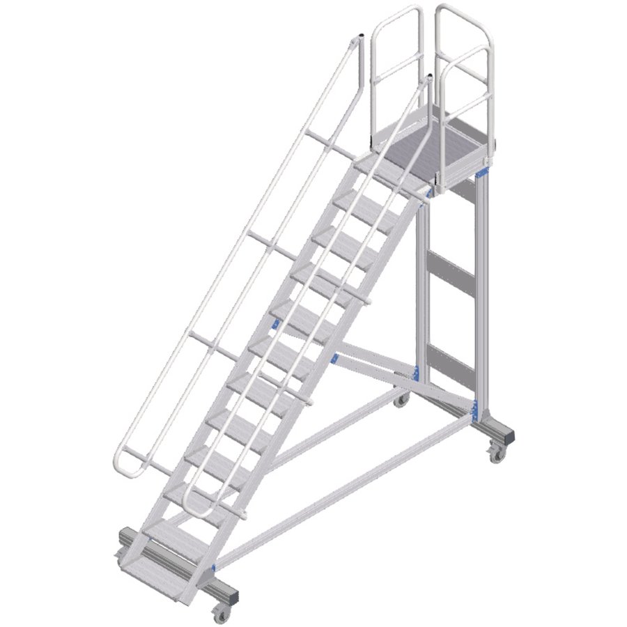 ZARGES Plattformtreppe fahrbar 45° 12 Stufen, 600 mm breit, Höhe 2,79 m