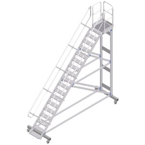 ZARGES Plattformtreppe fahrbar 45° 18 Stufen, 600 mm breit, Höhe 4,08 m