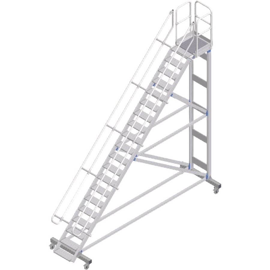 ZARGES Plattformtreppe fahrbar 45° 20 Stufen, 600 mm breit, Höhe 4,51 m