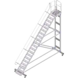 ZARGES Plattformtreppe fahrbar 45° 20 Stufen, 600 mm breit, Höhe 4,51 m