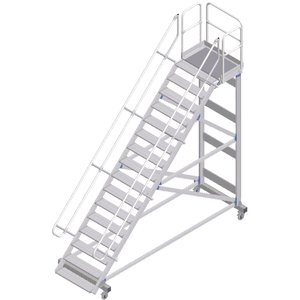 ZARGES Plattformtreppe fahrbar 45° 16 Stufen, 600 mm breit, Höhe 3,65 m