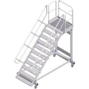 ZARGES Plattformtreppe fahrbar 45° 11 Stufen, 600 mm breit, Höhe 2,36 m