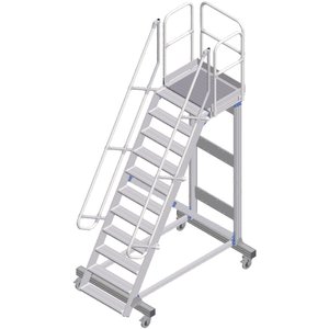 ZARGES Plattformtreppe fahrbar 60° 11 Stufen, 600 mm breit, Höhe 2,75 m