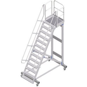 ZARGES Plattformtreppe fahrbar 60° 12 Stufen, 600 mm breit, Höhe 3,25 m