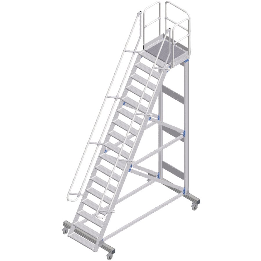 ZARGES Plattformtreppe fahrbar 60° 16 Stufen, 600 mm breit, Höhe 4,25 m
