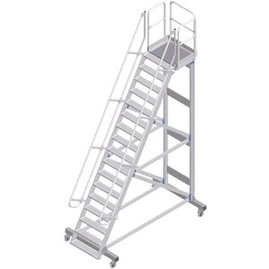 ZARGES Plattformtreppe fahrbar 60° 16 Stufen, 600 mm breit, Höhe 4,25 m
