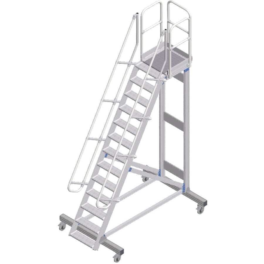 ZARGES Plattformtreppe fahrbar 60° 12 Stufen, 600 mm breit, Höhe 3,25 m