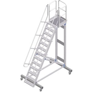 ZARGES Plattformtreppe fahrbar 60° 12 Stufen, 600 mm breit, Höhe 3,25 m