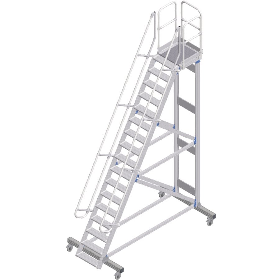 ZARGES Plattformtreppe fahrbar 60° 16 Stufen, 600 mm breit, Höhe 4,25 m
