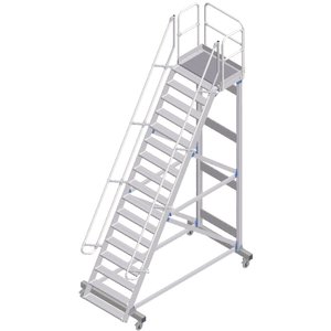 ZARGES Plattformtreppe fahrbar 60° 16 Stufen, 600 mm breit, Höhe 4,25 m