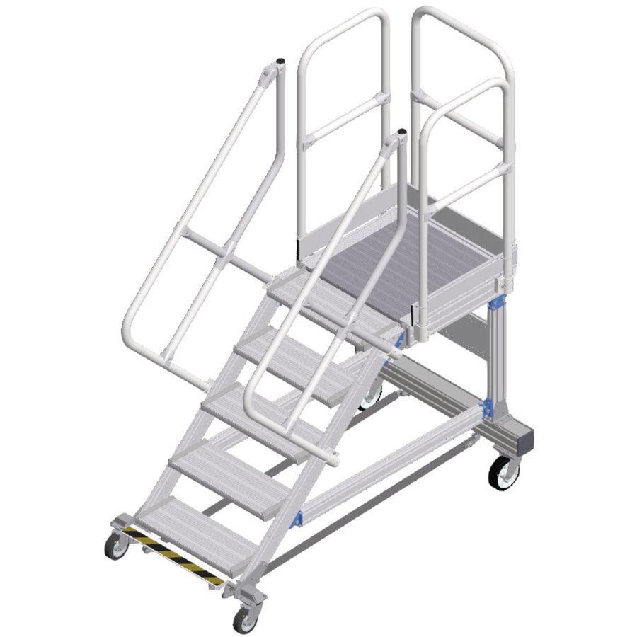ZARGES Plattformtreppe Ergo Stop 45° 5 Stufen, 600 mm breit, Höhe 1,07 m