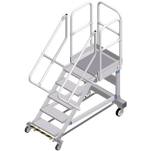 ZARGES Plattformtreppe Ergo Stop 45° 5 Stufen, 600 mm breit, Höhe 1,07 m