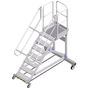 ZARGES Plattformtreppe Ergo Stop 45° 7 Stufen, 600 mm breit, Höhe 1,50 m