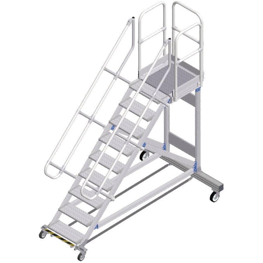 ZARGES Plattformtreppe Ergo Stop 45° 9 Stufen, 600 mm breit, Höhe 1,93 m